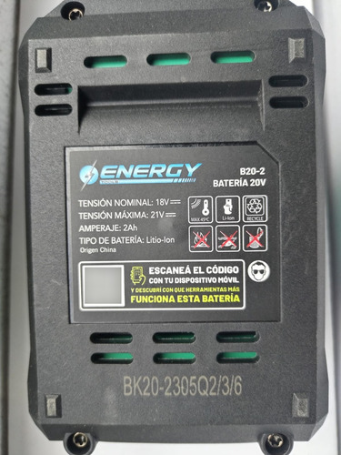 Batería Recargable De 20v 2ah Energy B20-2