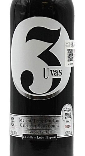 Pack De 4 Vino Tinto 3 Uvas Merlot-tempranillo-cab Sauv 750