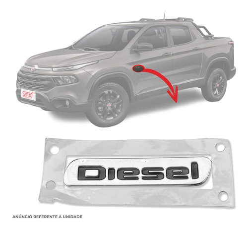 Sigla Porta Dianteira Diesel Cromado Fiat Toro 4x4 2020