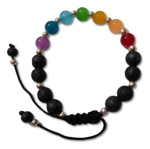 Pulsera De 7 Chakras Con Piedra Volcanica - Regula Energia