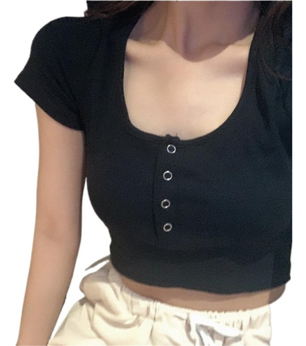 Top Mujer Ajustado Crop Tiro Alto De Moda Para Verano
