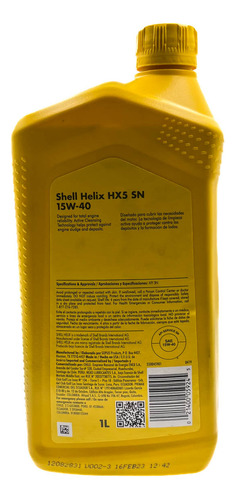 Aceite De Motor 15w40 Shell 1 Lt
