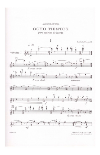 R. Halffter: Ocho Tientos Para Cuarteto De Cuerda (partes).
