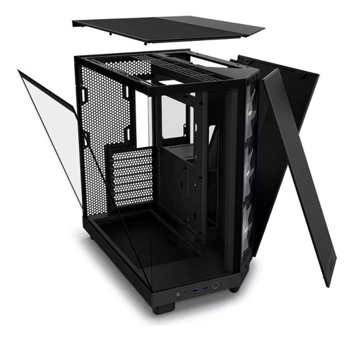 Gabinete Gamer Nzxt H6 Flow Rgb Mid Tower Compacto Preto