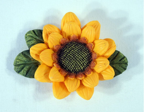 Pintado A Mano Poly Piedra Flor De Girasol Iman Para Nevera