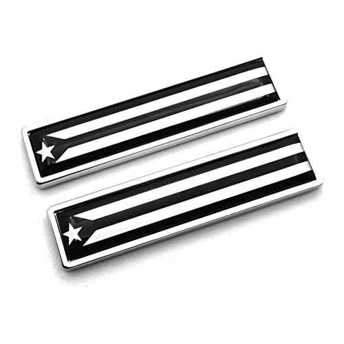 Emblema De Bandera De Puerto Rico Negro Blanco 3d, Pega...