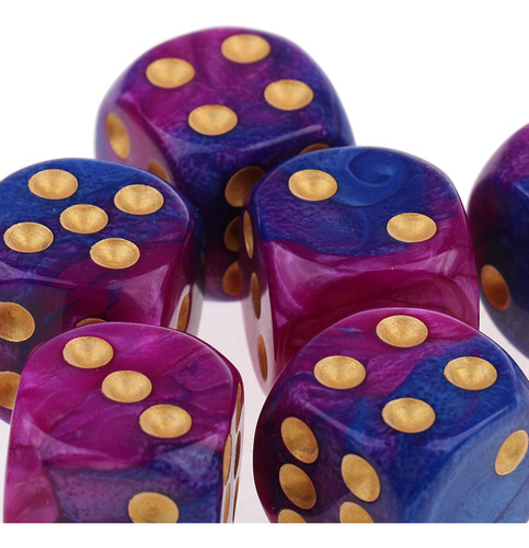 10x Seis Caras D6 Dados Azul Morado Azul Morado 16mm