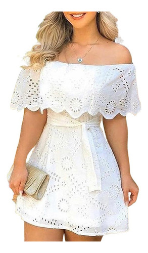 A Vestido Corto Blanco Sin Tirantes