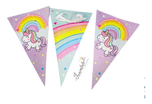 Banderin Unicornio Arco Iris Cumpleaños 2 Mts C/cordon 