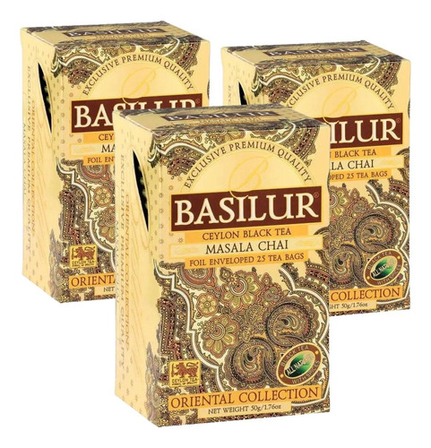 Pack Te Basilur 3 Cajas Masala Chai De 25 Bolsas C/u