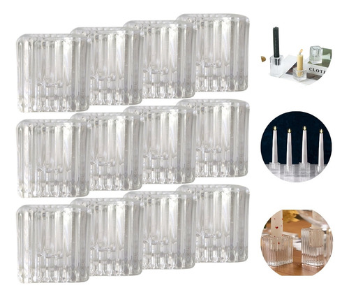Kit 12 Castiçal Porta Velas De Vidro Quadrado Atacado