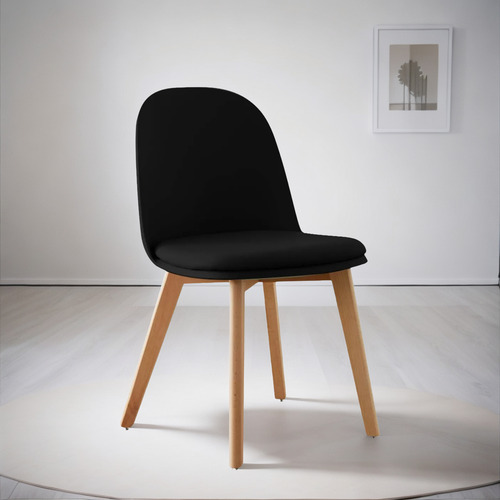Silla Comedor Oslo Tulip Nordica Base Madera Pack 4 Unid Liso Marrón Claro Negro