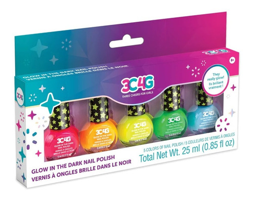 Set 5 Esmaltes De Uñas Glow In The Dark Niñas Make It Real