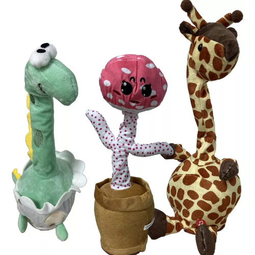 Bailan Paquete De 3 Dinosaurio Hongo Jirafa Graba Imita Voz