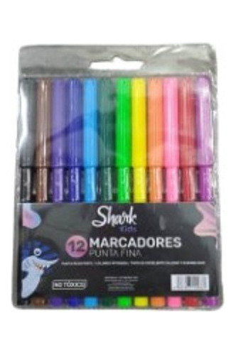 Marcadores Escolares. 12 Colores Shark X 8 Paquetes