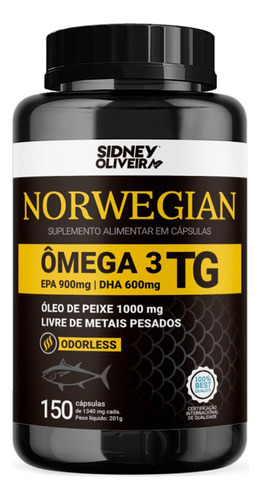 Ômega 3 Norwegian Tg Odorless 150 Cáps Sidney Oliveira Sabor Without flavor