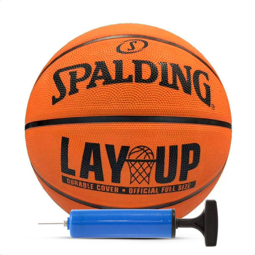 Kit Bola Spalding Lay-up Basquete Tam 7 - Inclui Bomba