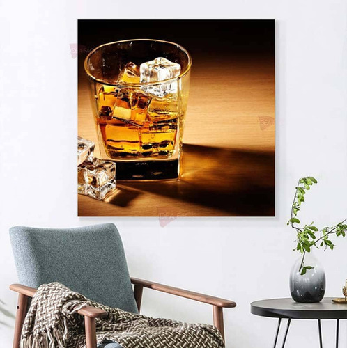 Cuadro Bebida Whisky  Canvas Grueso 60x60cm