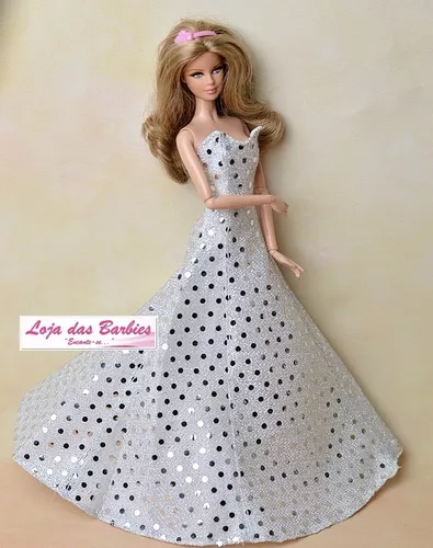 Vestido P/ Boneca Barbie Sapatinhos Roupa Luxo Festa Gala Vários