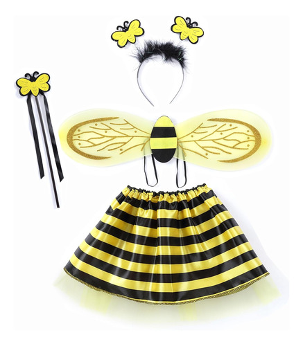 Disfraz De Abeja Para Niña Talla 4-8 Años-amarillo