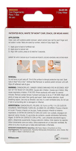 Kiss Everlasting Ef07 - Kit De Uñas Francesas Medianas, 28 U