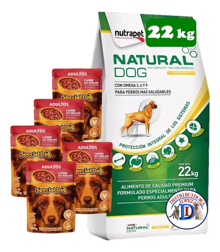 Natural Dog Adulto X 22kg +dentastix+biscrock