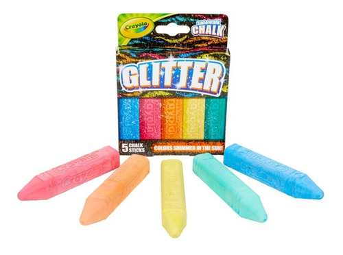 Tizas Lavables Para Exterior Con Glitter Crayola X5 Colores