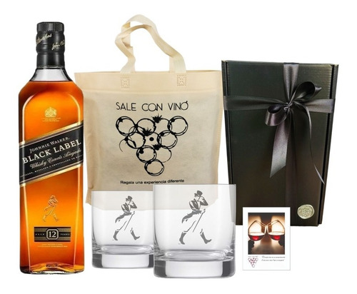 Kit Experiencia Johnnie Walker Black +2 Vasos Whisky Grabado