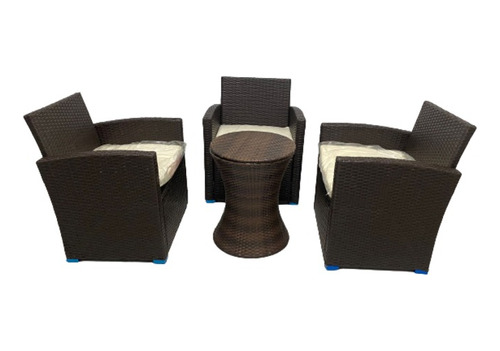 Juego 3 Sillones Simil Rattan+mesa Hielera Fekin Importacion