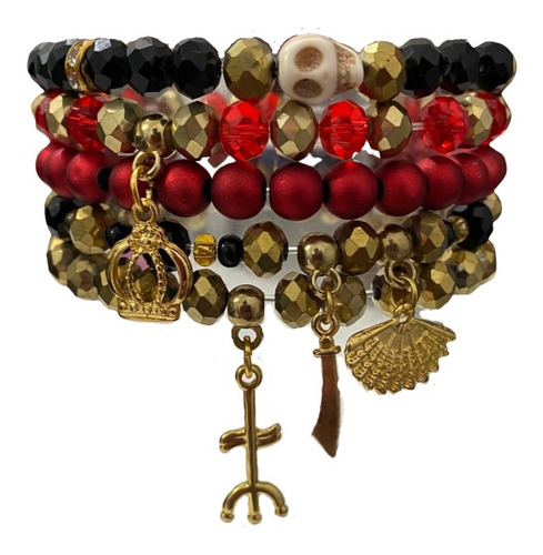 Mix Pulseiras Rainha Das 7 Encruzilhadas Pomba Gira Umbanda Cor Vermelho