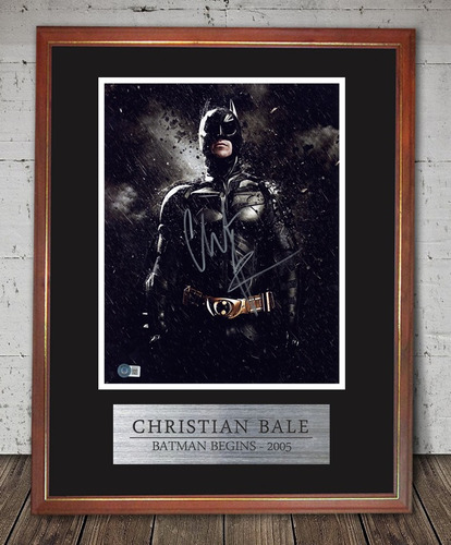 Batman Begins 2005 Foto Firmada Christian Bale En Cuadro
