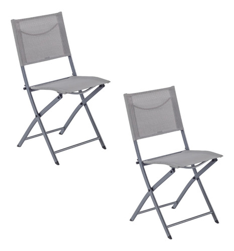 Naterial Set De 2 Sillas Plegables Para Terraza Jardín Color Gris Emys