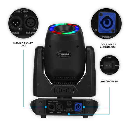 Imagen 3 de 10 de Cabeza Móvil Spot 120w Prisma 5 Caras Aro Smd Case Steelpro