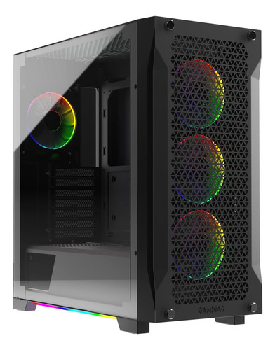 Gamdias Atx Mid Tower Gaming Pc Rgb Case De Cristal Y Excele