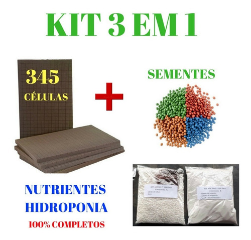 Kit Espuma Fenólica + Nutrientes  + Peletizadas Hidroponia