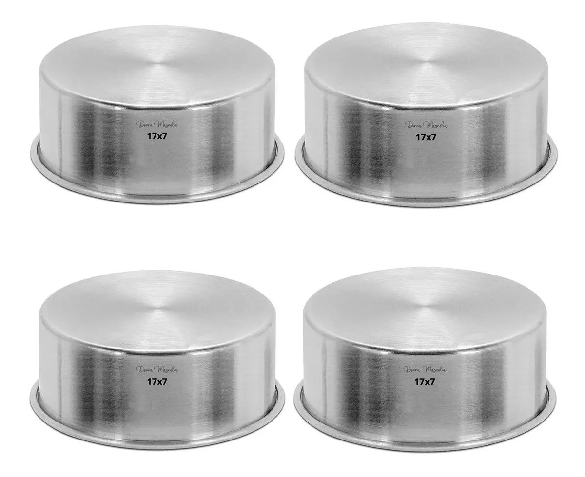 Kit 4 (quatro) Forma Assadeira Bolo Cake Redonda 17 X 7 H78 Cor Alumínio