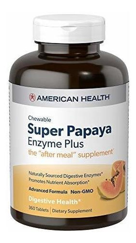American Health Super Papaya Enzyme Plus Chewable Tablets,