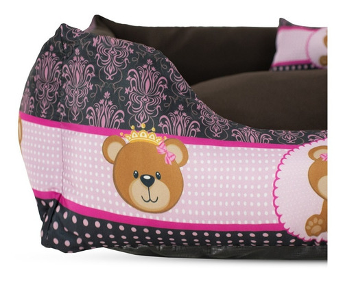 Kit Pet Cama Para Cachorro Gato 70x70 + Mantinha Pet Soft Cor Ursinha Princesa Marrom