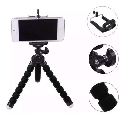 Mini Suporte Tripe De Mesa Escalavel Para Celular Gira 360º