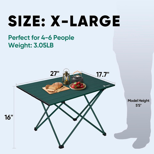Mesa De Camping Plegable Con Mesa De Aluminio Ultraligera, M