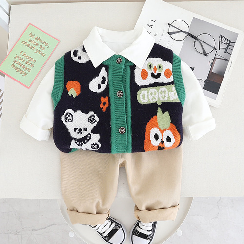 Conjunto De Pantalones De Punto Con Dibujos Animados Para Ni
