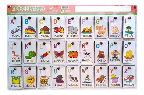 Abecedario Letras Y Figuras Madera 30 X 47 Cm Pasanaranja