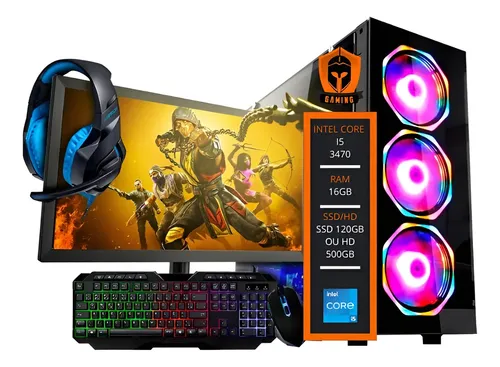Pc Gamer Intel I5 16gb Hd 500gb + Monitor 21 + Kit Gamer 16 Gb