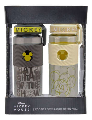 Juego De Botellas Fun Kids Disney Mickey Mouse 2 Pzas Color Negro Y Beige