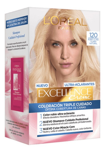 Kit Tinta L'Oréal Paris  Excellence Ultra aclarantes tono 120 rubio ultra claro natural para cabello x 45g