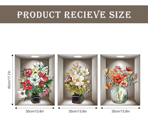 Calcomanías De Pared 3d Flores Vintage, 3 Piezas