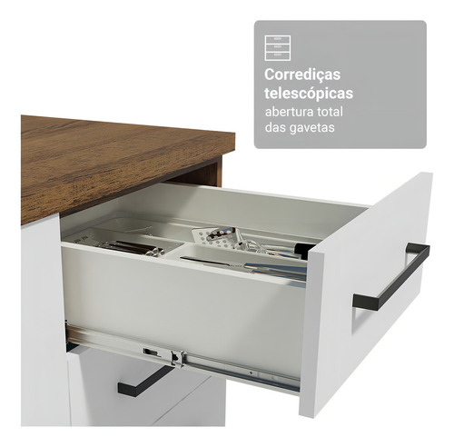 Armário De Cozinha Completa 340cm Agata Madesa 01 Cor Rustic/branco
