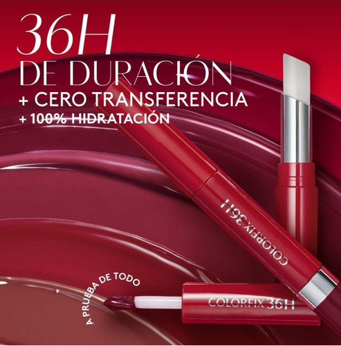 Esika Labial 36 Horas Duo Tatto Colorfix Color Rojo Profundo