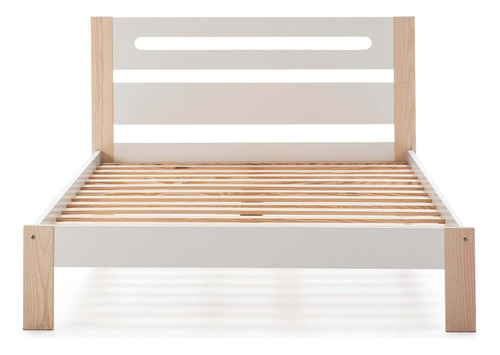 Cama Slyke Blanco Y Madera Këssa Muebles