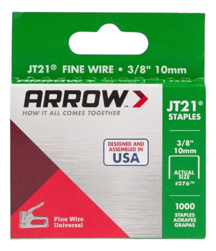 Grapas Arrow Mod. 214 Jt21 1/4 PLG (6mm) Caja 1000 Unidades